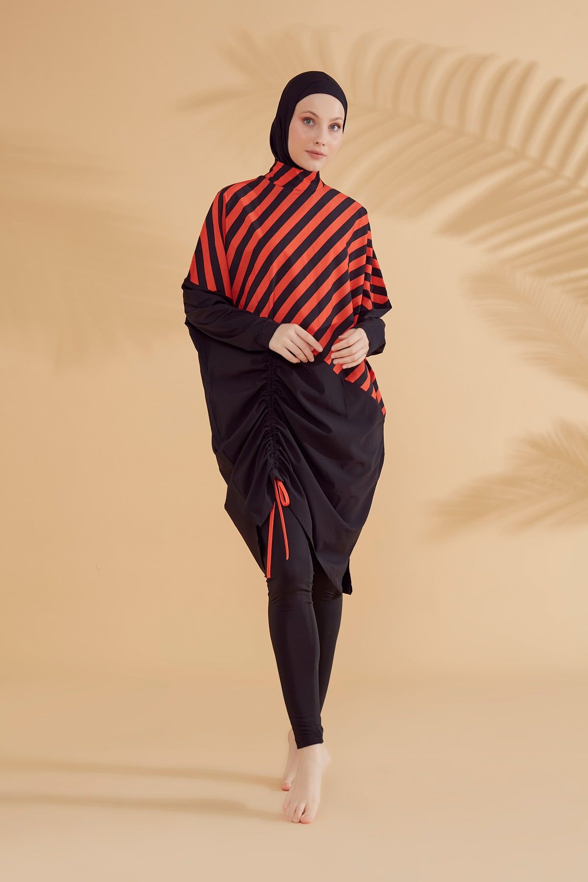 Woven Black Burkini Modest Swimwear M2307 Covered Burkini Swimwear La Vie Bien Woven Black Burkini Modest Swimwear M2307