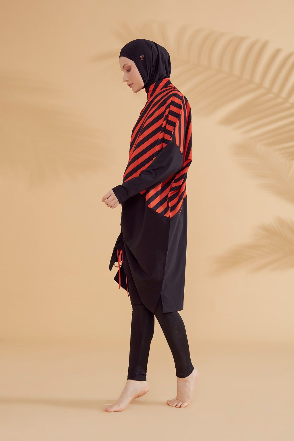 Woven Black Burkini Modest Swimwear M2307 Covered Burkini Swimwear La Vie Bien Woven Black Burkini Modest Swimwear M2307