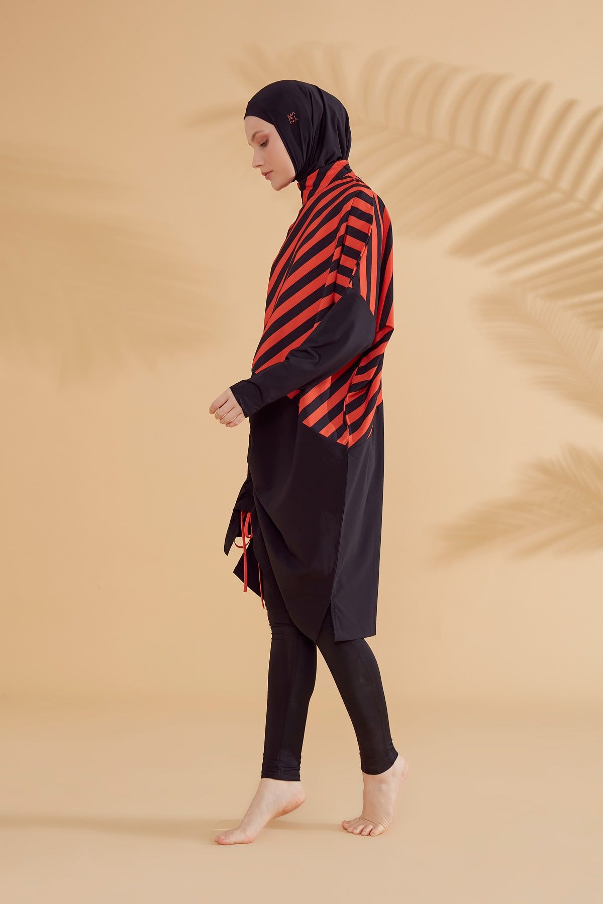 Woven Black Burkini Modest Swimwear M2307 Covered Burkini Swimwear La Vie Bien Woven Black Burkini Modest Swimwear M2307