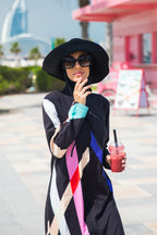 Woven Black Burkini Modest Swimwear M2310 Covered Burkini Swimwear La Vie Bien Woven Black Burkini Modest Swimwear M2310