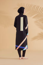 Woven Black Burkini Modest Swimwear M2310 Covered Burkini Swimwear La Vie Bien Woven Black Burkini Modest Swimwear M2310