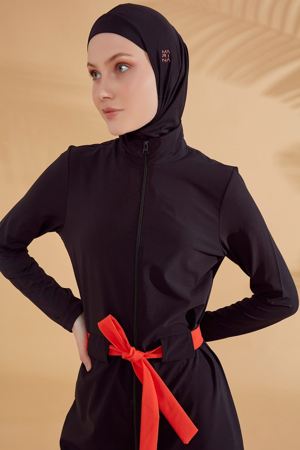 Woven Black Burkini Modest Swimwear M2311 Covered Burkini Swimwear La Vie Bien Woven Black Burkini Modest Swimwear M2311
