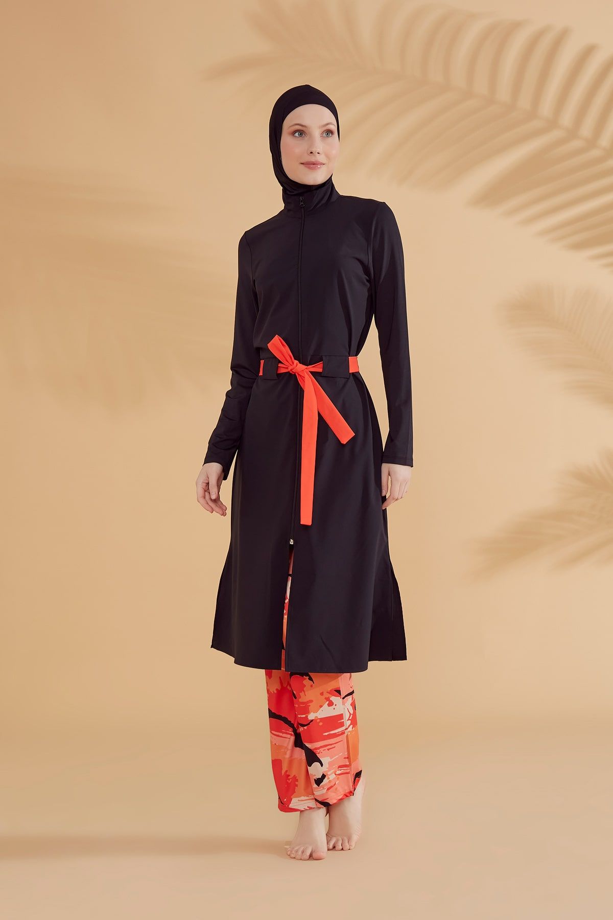 Woven Black Burkini Modest Swimwear M2311 Covered Burkini Swimwear La Vie Bien Woven Black Burkini Modest Swimwear M2311