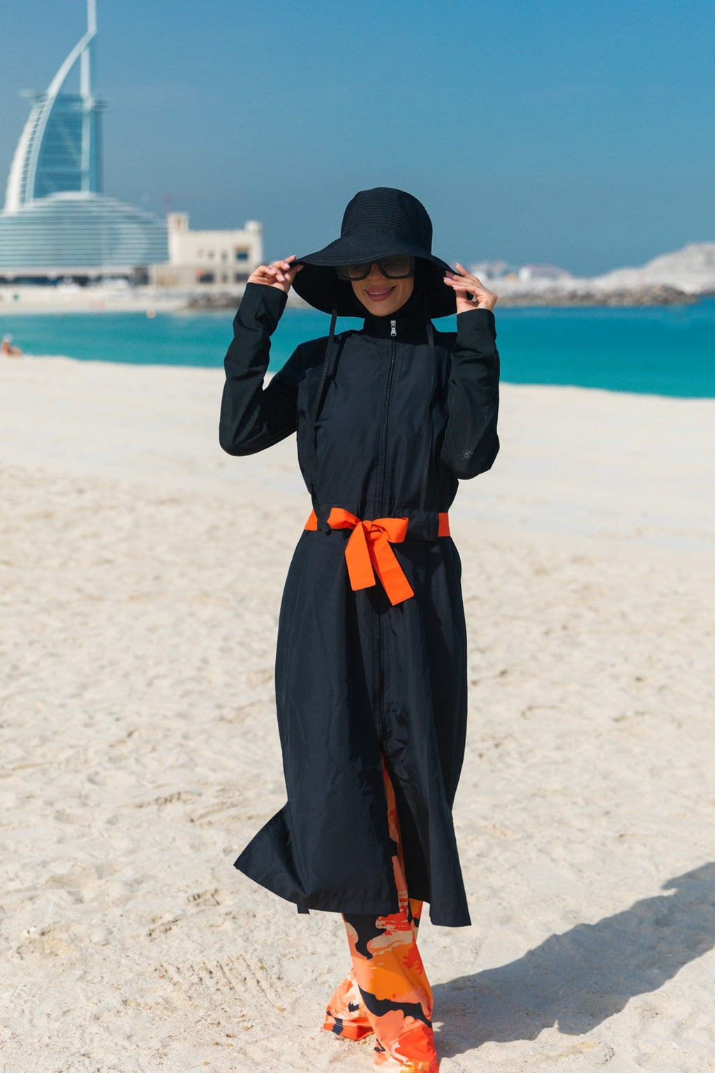 Woven Black Burkini Modest Swimwear M2311 Covered Burkini Swimwear La Vie Bien Woven Black Burkini Modest Swimwear M2311