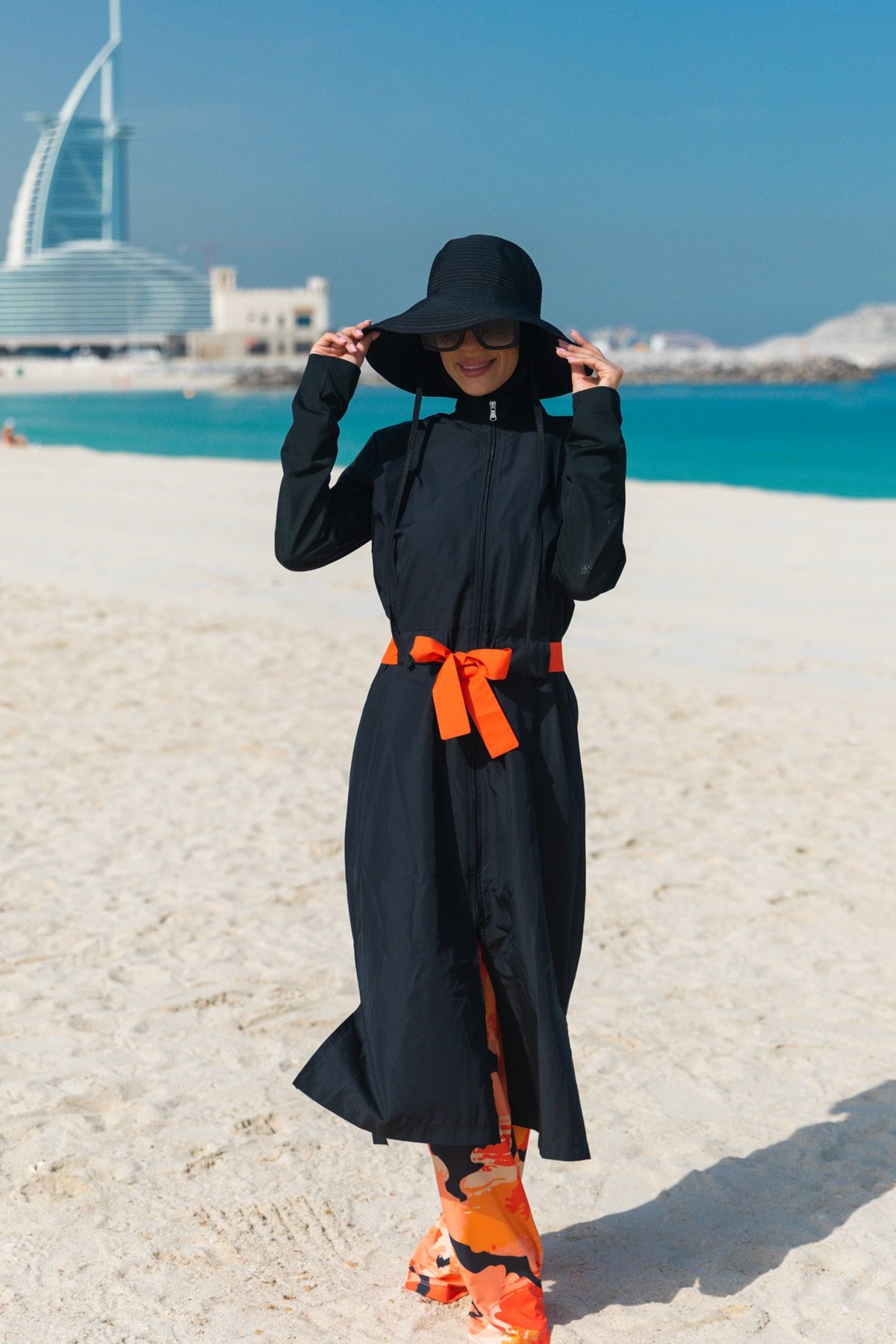 Woven Black Burkini Modest Swimwear M2311 Covered Burkini Swimwear La Vie Bien Woven Black Burkini Modest Swimwear M2311
