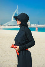 Woven Black Burkini Modest Swimwear M2311 Covered Burkini Swimwear La Vie Bien Woven Black Burkini Modest Swimwear M2311