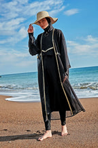 Woven Black Burkini Modest Swimwear M2410 Covered Burkini Swimwear La Vie Bien Woven Black Burkini Modest Swimwear M2410
