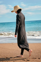 Woven Black Burkini Modest Swimwear M2410 Covered Burkini Swimwear La Vie Bien Woven Black Burkini Modest Swimwear M2410