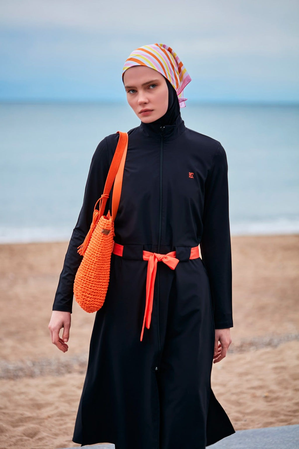 Woven Black Burkini Modest Swimwear M2419 Covered Burkini Swimwear La Vie Bien Woven Black Burkini Modest Swimwear M2419