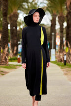 Woven Black Burkini Modest Swimwear M2420 Covered Burkini Swimwear La Vie Bien Woven Black Burkini Modest Swimwear M2420
