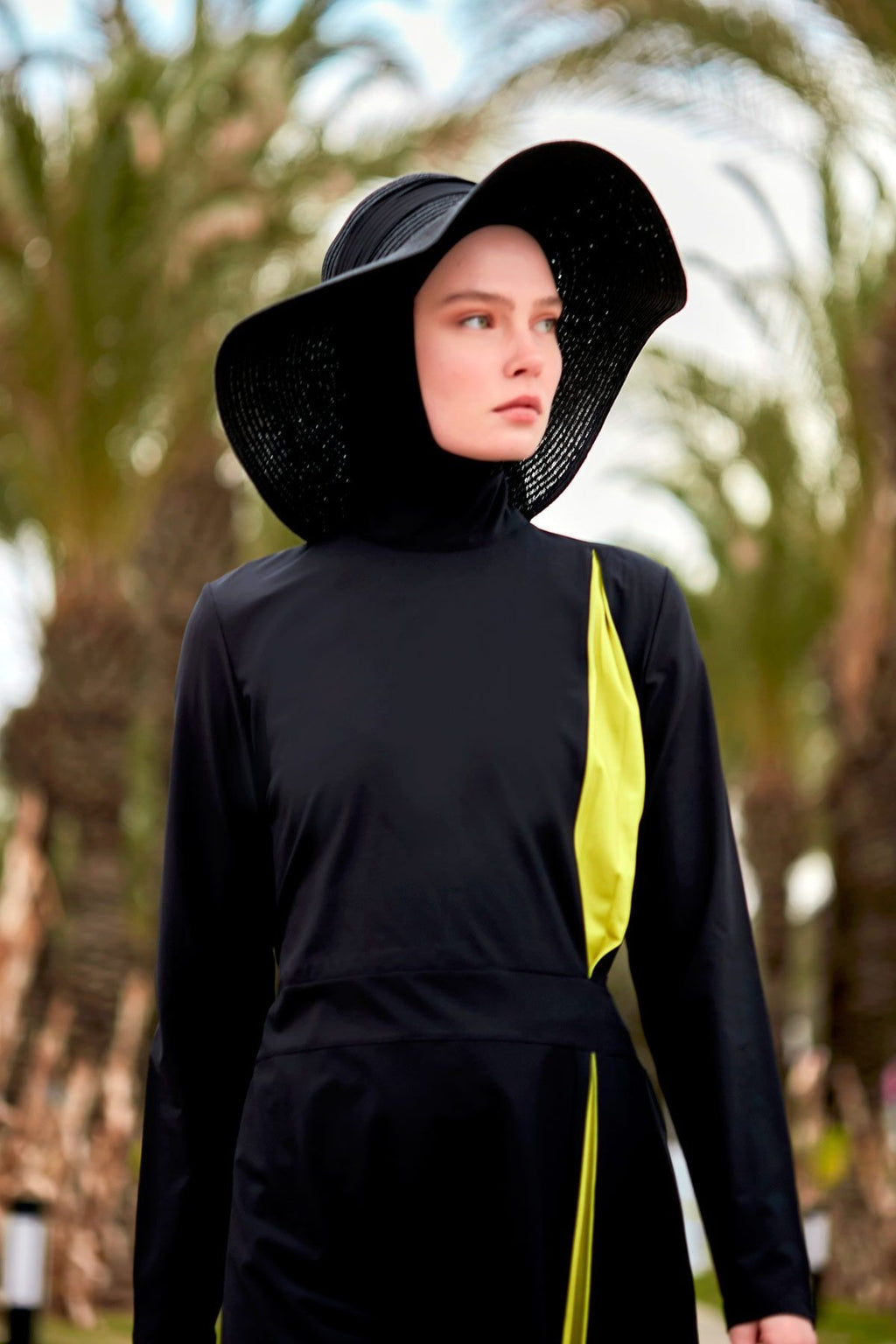 Woven Black Burkini Modest Swimwear M2420 Covered Burkini Swimwear La Vie Bien Woven Black Burkini Modest Swimwear M2420