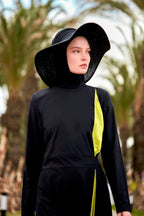 Woven Black Burkini Modest Swimwear M2420 Covered Burkini Swimwear La Vie Bien Woven Black Burkini Modest Swimwear M2420