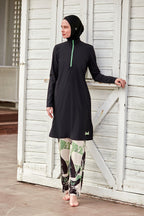 Woven Black Burkini Modest Swimwear M2425 Covered Burkini Swimwear La Vie Bien Woven Black Burkini Modest Swimwear M2425