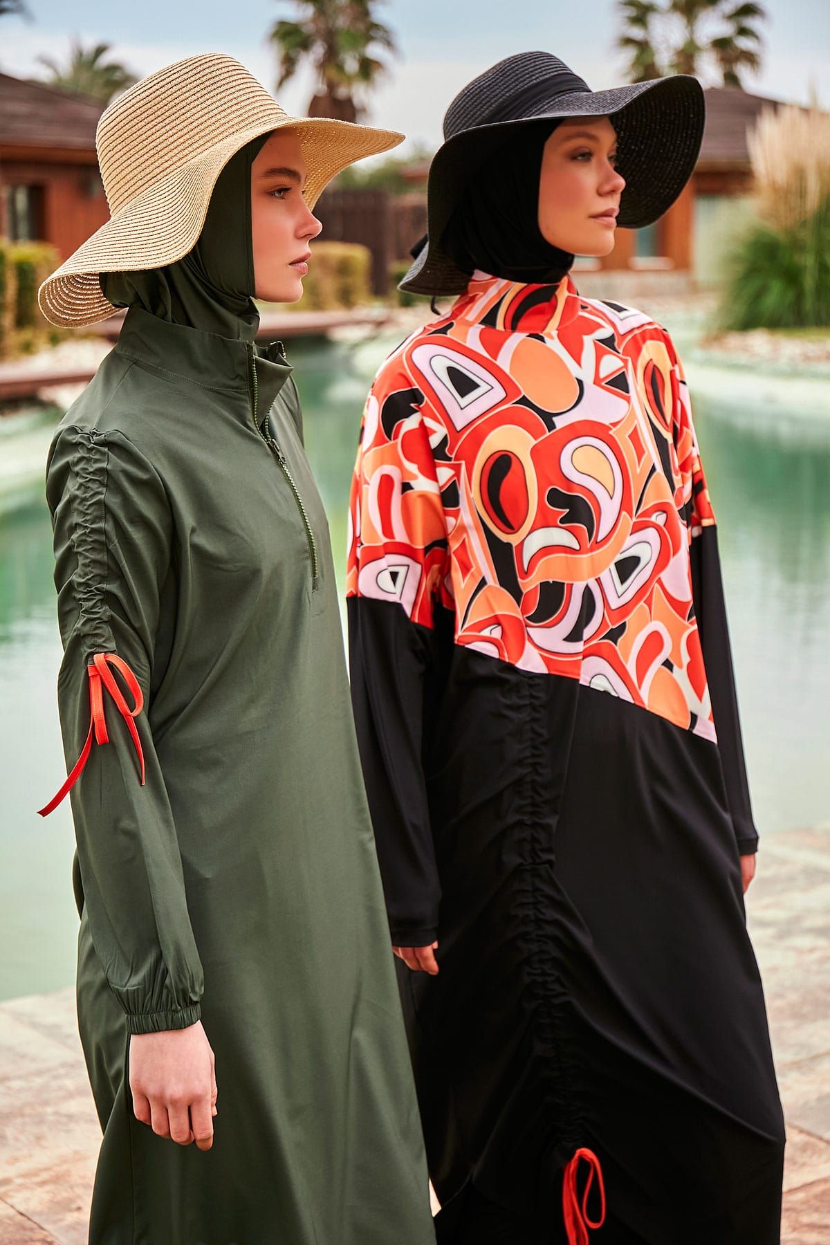 Woven Black Burkini Modest Swimwear M2426 Covered Burkini Swimwear La Vie Bien Woven Black Burkini Modest Swimwear M2426