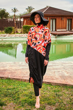 Woven Black Burkini Modest Swimwear M2426 Covered Burkini Swimwear La Vie Bien Woven Black Burkini Modest Swimwear M2426