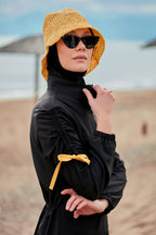 Woven Black Burkini Modest Swimwear M2431 Covered Burkini Swimwear La Vie Bien Woven Black Burkini Modest Swimwear M2431