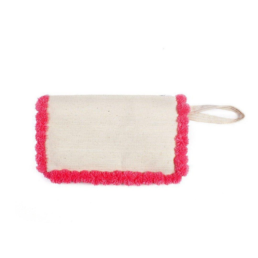Woven Cotton PomPoms Wristlet - Thailand Bags La Vie Bien Woven Cotton PomPoms Wristlet - Thailand