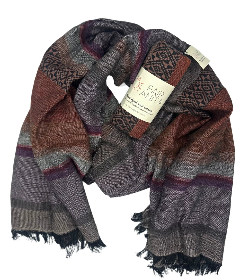 Woven Cotton Scarf - Patterned Purple Sunset by Fair Anita