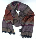Woven Cotton Scarf - Patterned Purple Sunset by Fair Anita