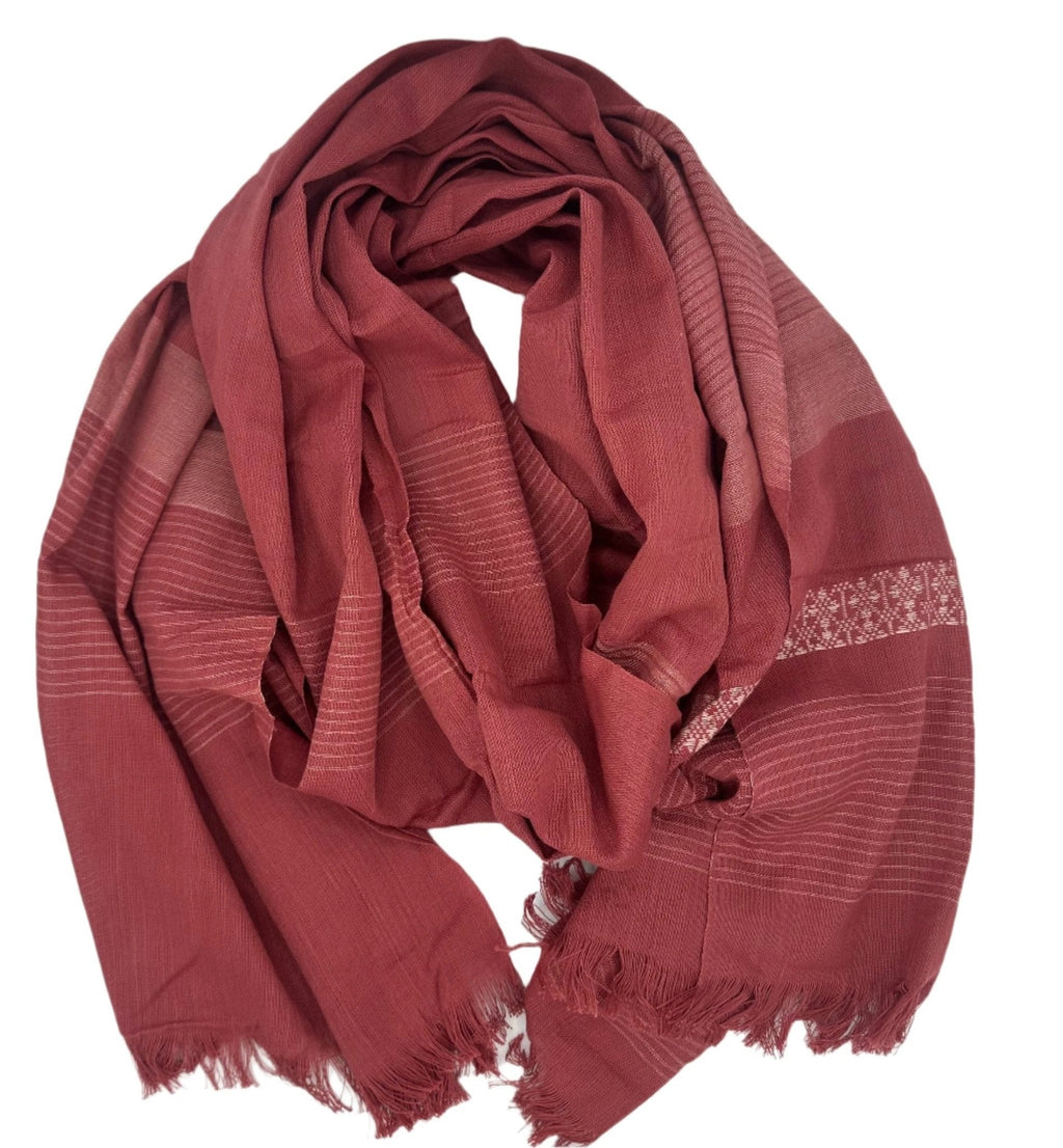 Woven Cotton Scarf - Patterned Rose by Fair Anita
