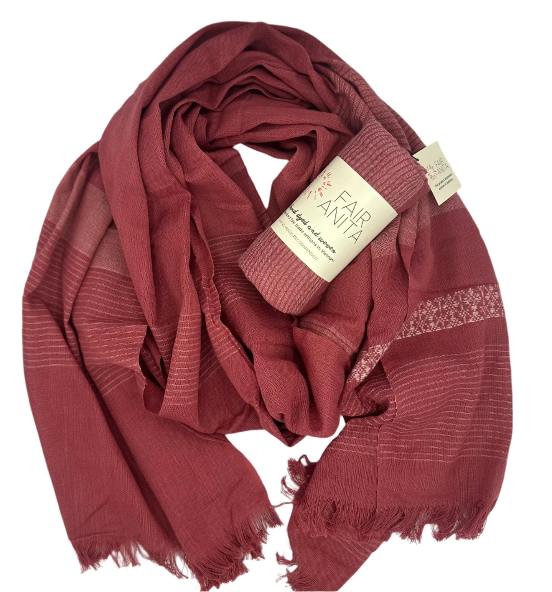 Woven Cotton Scarf - Patterned Rose by Fair Anita