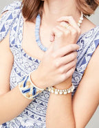 Woven Cuff Natural/Blue La Vie Bien Woven Cuff Natural/Blue