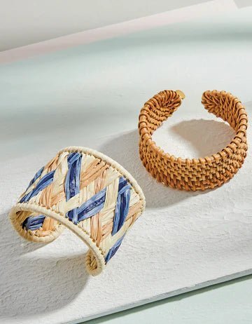 Woven Cuff Natural/Blue La Vie Bien Woven Cuff Natural/Blue