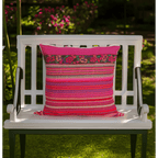 Woven Hmong Fabric Pink Cushion Cover - Thailand Decor La Vie Bien Woven Hmong Fabric Pink Cushion Cover - Thailand