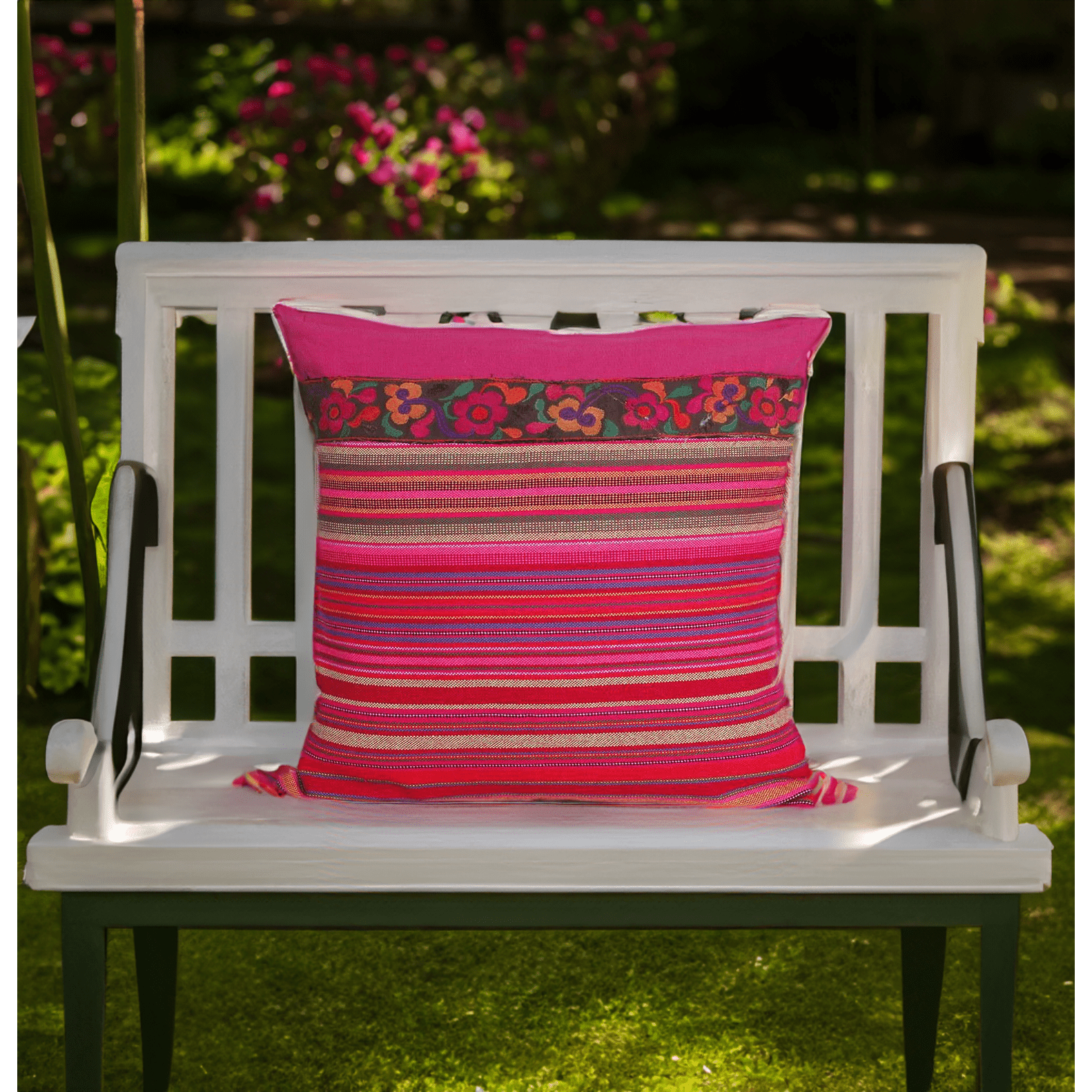 Woven Hmong Fabric Pink Cushion Cover - Thailand Decor La Vie Bien Woven Hmong Fabric Pink Cushion Cover - Thailand