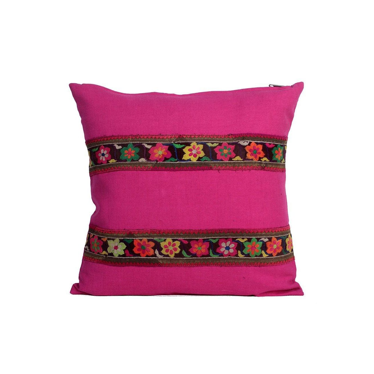 Woven Hmong Fabric Pink Cushion Cover - Thailand Decor La Vie Bien Woven Hmong Fabric Pink Cushion Cover - Thailand