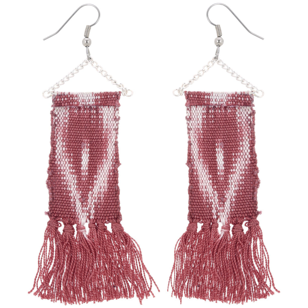 Woven Ikat Fringe Earrings Earrings - Fashion La Vie Bien Woven Ikat Fringe Earrings