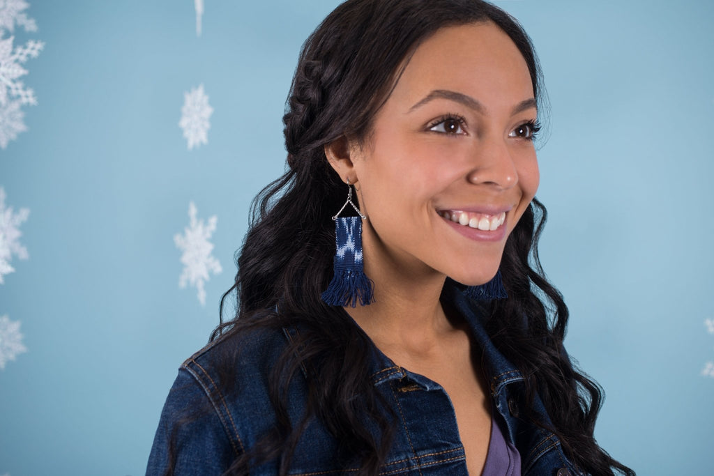 Woven Ikat Fringe Earrings Earrings - Fashion La Vie Bien Woven Ikat Fringe Earrings