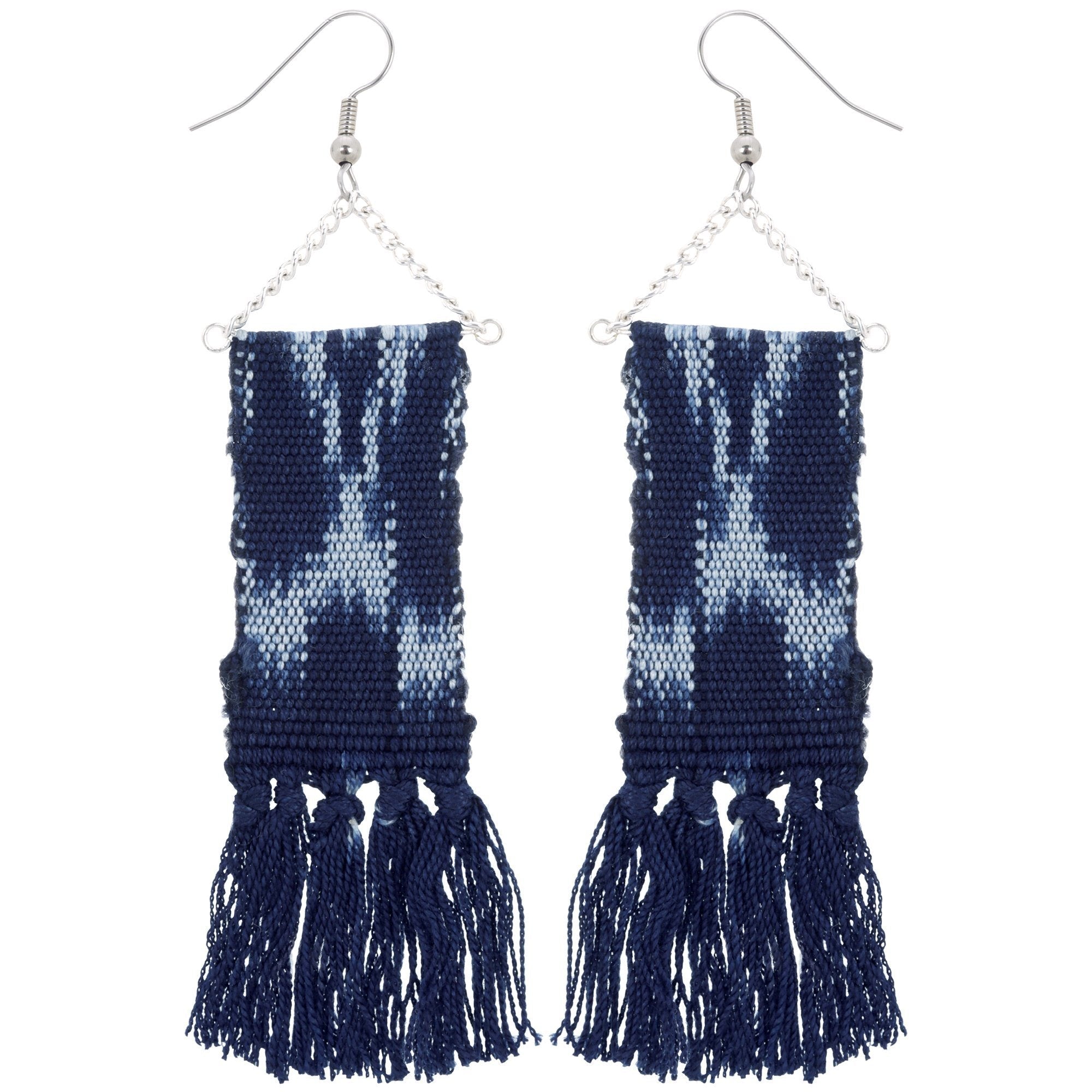 Woven Ikat Fringe Earrings Earrings - Fashion La Vie Bien Woven Ikat Fringe Earrings
