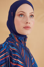 Woven Navy Burkini Modest Swimwear M2305 Covered Burkini Swimwear La Vie Bien Woven Navy Burkini Modest Swimwear M2305
