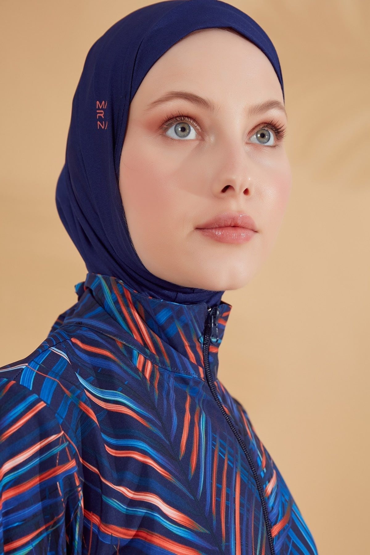 Woven Navy Burkini Modest Swimwear M2305 Covered Burkini Swimwear La Vie Bien Woven Navy Burkini Modest Swimwear M2305