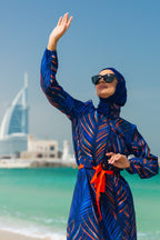 Woven Navy Burkini Modest Swimwear M2305 Covered Burkini Swimwear La Vie Bien Woven Navy Burkini Modest Swimwear M2305