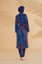 Woven Navy Burkini Modest Swimwear M2305 Covered Burkini Swimwear La Vie Bien Woven Navy Burkini Modest Swimwear M2305