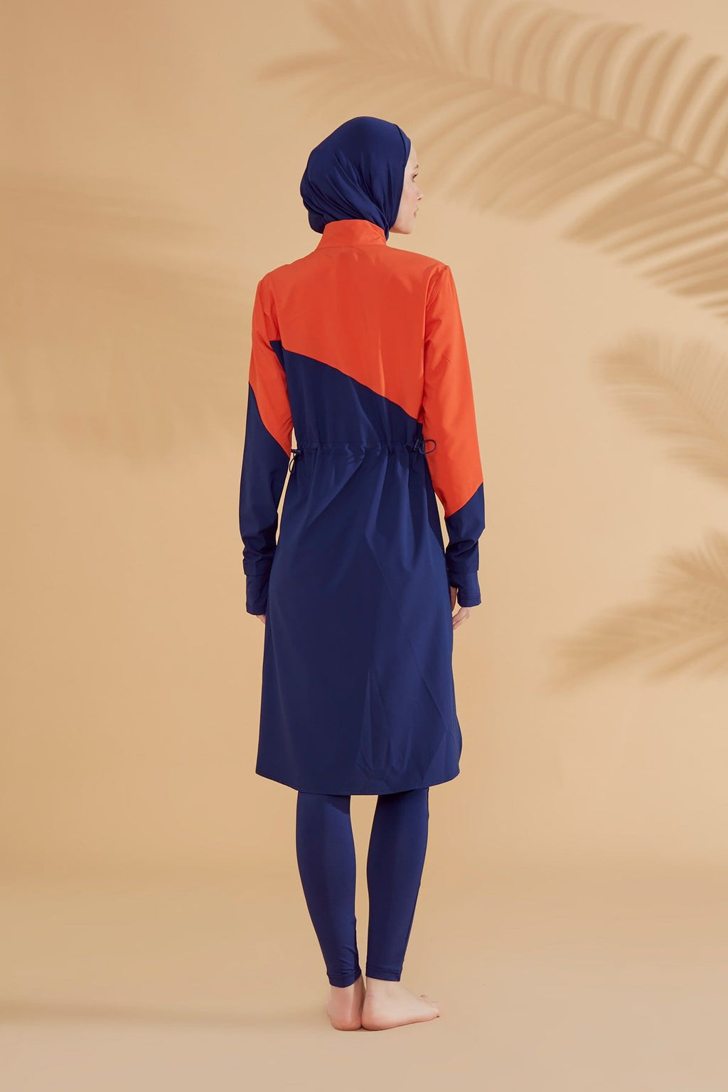 Woven Navy Burkini Modest Swimwear M2316 Covered Burkini Swimwear La Vie Bien Woven Navy Burkini Modest Swimwear M2316