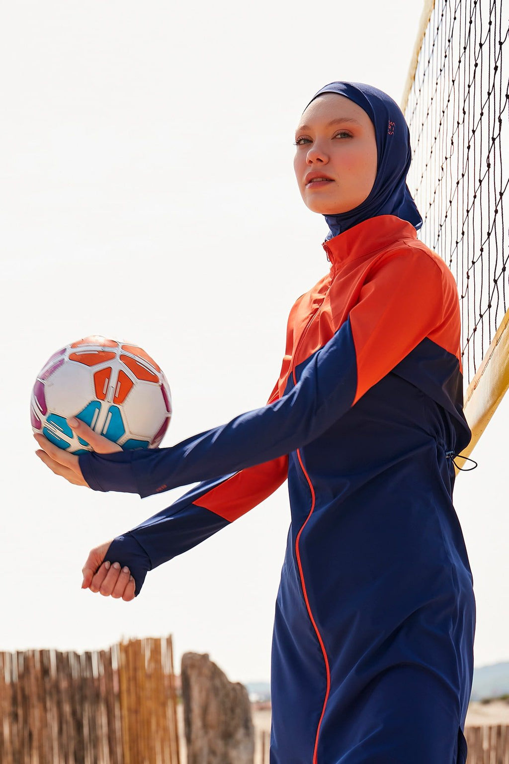 Woven Navy Burkini Modest Swimwear M2316 Covered Burkini Swimwear La Vie Bien Woven Navy Burkini Modest Swimwear M2316