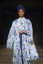 Woven Navy Burkini Modest Swimwear M2498 Covered Burkini Swimwear La Vie Bien Woven Navy Burkini Modest Swimwear M2498