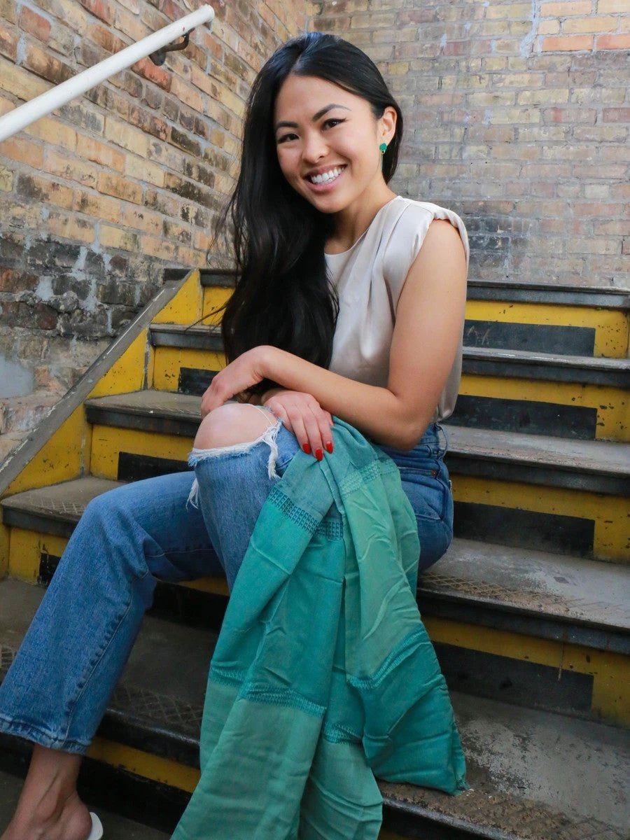 Woven Ocean Block Scarf by Fair Anita