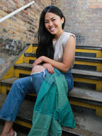 Woven Ocean Block Scarf by Fair Anita