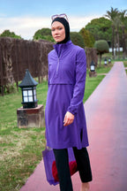 Woven Purple Burkini Modest Swimwear M2409 Covered Burkini Swimwear La Vie Bien Woven Purple Burkini Modest Swimwear M2409