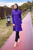 Woven Purple Burkini Modest Swimwear M2409 Covered Burkini Swimwear La Vie Bien Woven Purple Burkini Modest Swimwear M2409