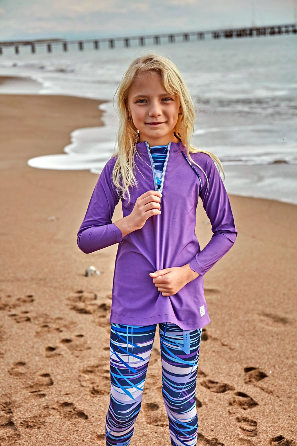 Woven Purple Girls Swimwear K2405 Kız Çocuk Mayo La Vie Bien Woven Purple Girls Swimwear K2405