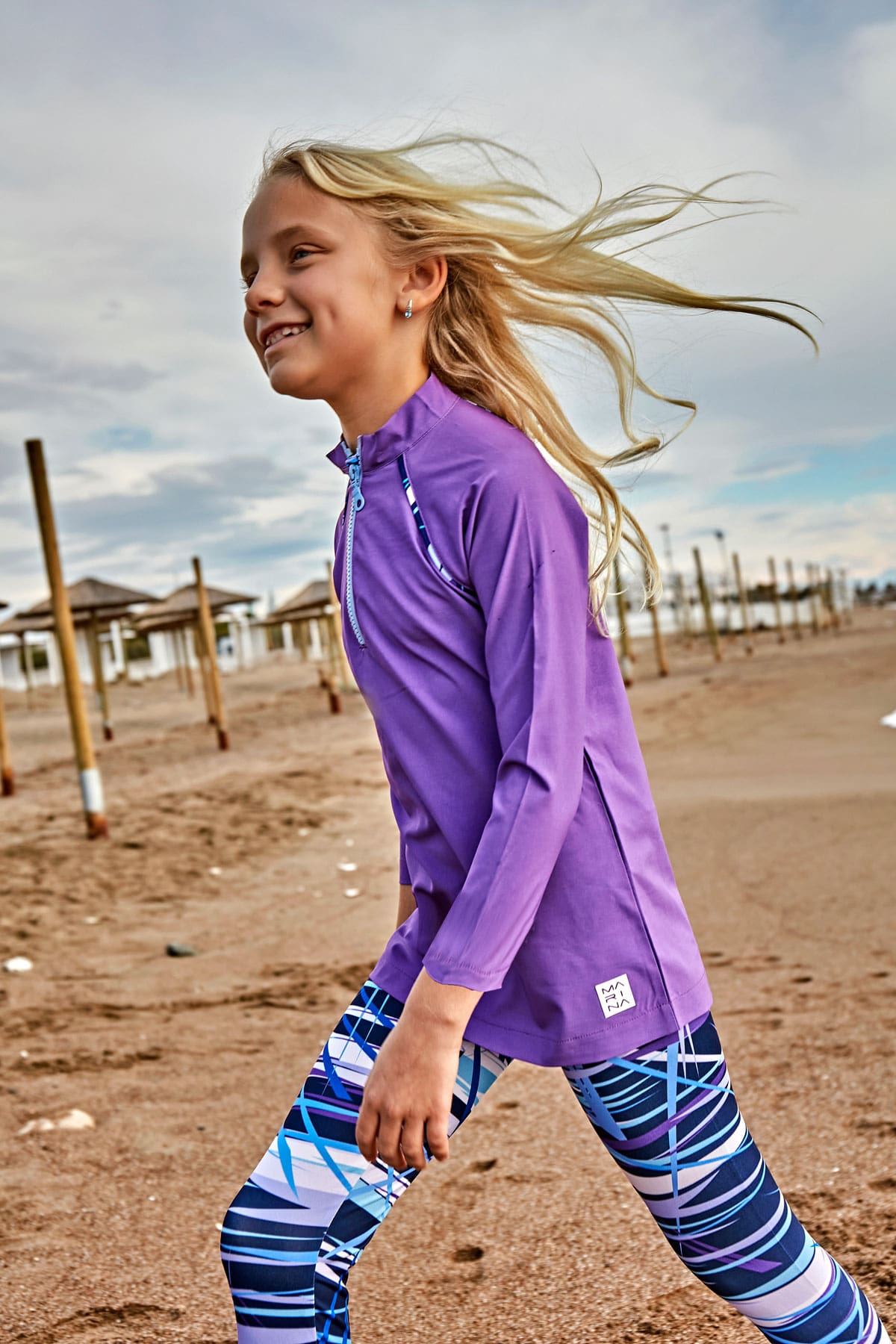 Woven Purple Girls Swimwear K2405 Kız Çocuk Mayo La Vie Bien Woven Purple Girls Swimwear K2405