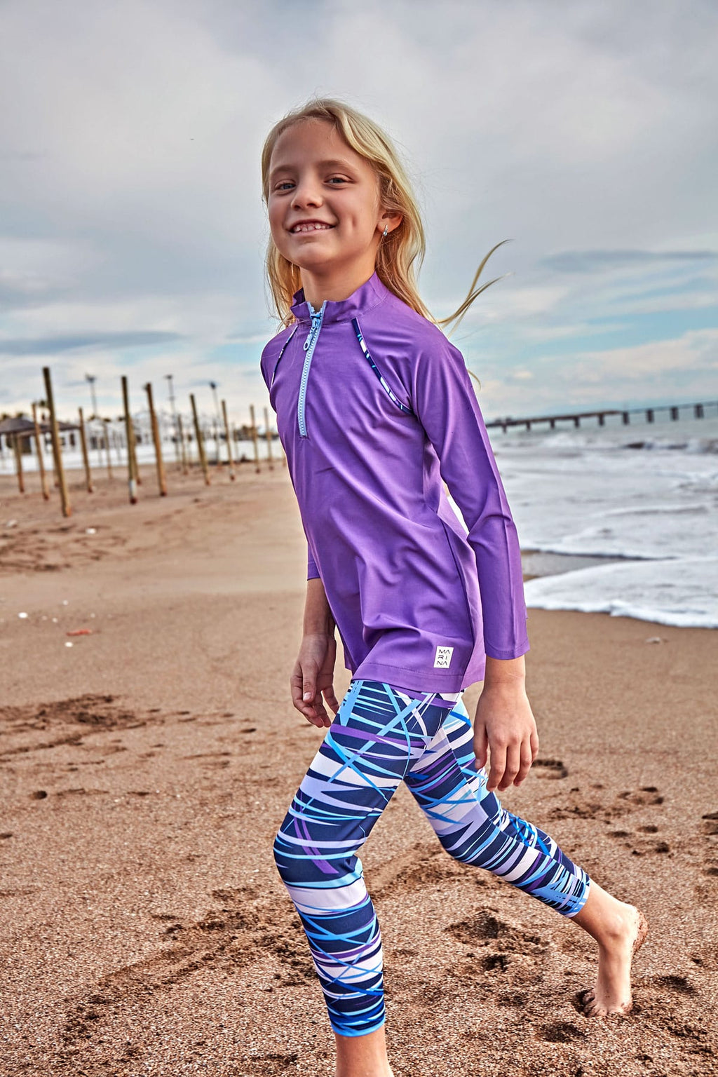 Woven Purple Girls Swimwear K2405 Kız Çocuk Mayo La Vie Bien Woven Purple Girls Swimwear K2405
