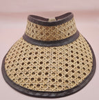 Woven Rattan Cane Visor with Leather Trim – Summer Sun Hat with Elastic Fit | 4 Color Options Hats La Vie Bien Woven Rattan Cane Visor with Leather Trim – Summer Sun Hat with Elastic Fit | 4 Color Options