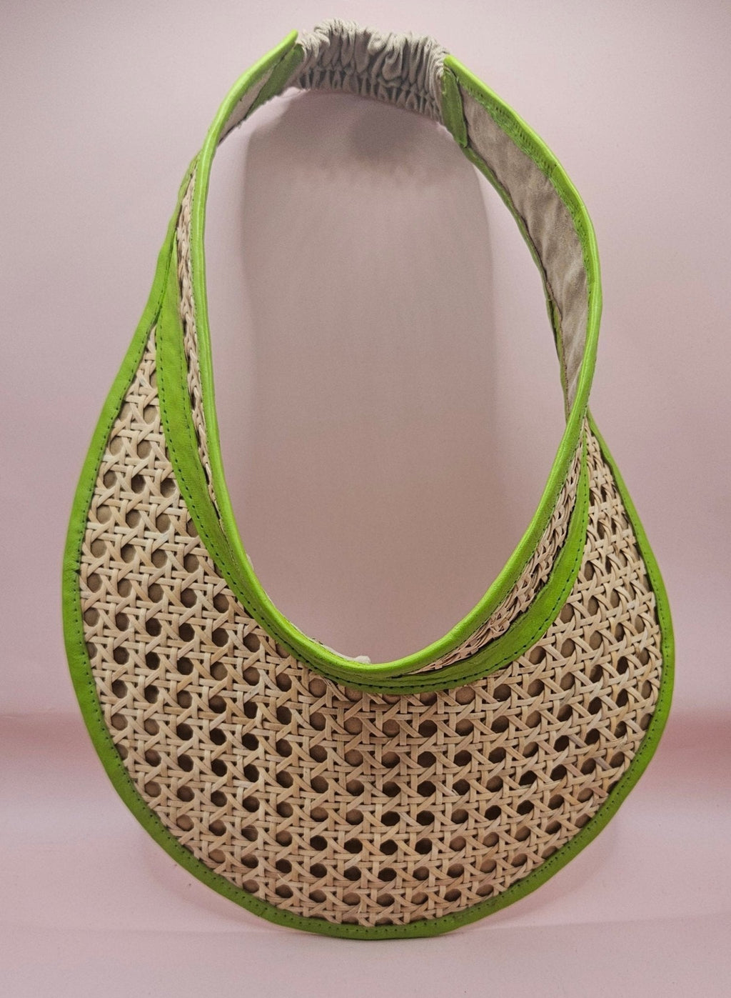 Woven Rattan Cane Visor with Leather Trim – Summer Sun Hat with Elastic Fit | 4 Color Options Hats La Vie Bien Woven Rattan Cane Visor with Leather Trim – Summer Sun Hat with Elastic Fit | 4 Color Options