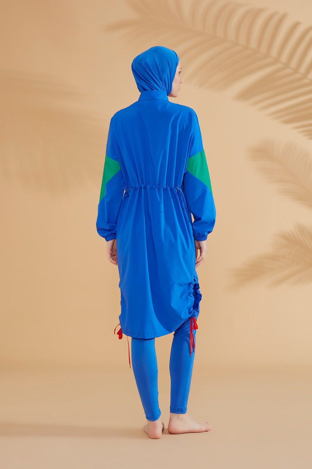 Woven Sax Burkini Modest Swimwear M2306 Covered Burkini Swimwear La Vie Bien Woven Sax Burkini Modest Swimwear M2306